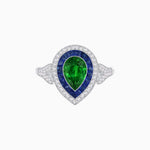 Load image into Gallery viewer, Art Deco Inspired Convertible Pear Double Halo Ring Pendant