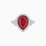 Load image into Gallery viewer, Art Deco Inspired Convertible Pear Double Halo Ring Pendant