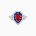 Load image into Gallery viewer, Art Deco Inspired Convertible Pear Double Halo Ring Pendant