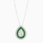 Load image into Gallery viewer, Art Deco Inspired Convertible Pear Double Halo Ring Pendant