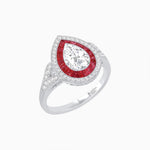 Load image into Gallery viewer, Art Deco Inspired Convertible Pear Double Halo Ring Pendant