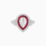 Load image into Gallery viewer, Art Deco Inspired Convertible Pear Double Halo Ring Pendant