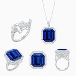 Load image into Gallery viewer, Art Deco Inspired Convertible Emerald Cut Halo Ring Pendant