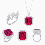 Load image into Gallery viewer, Art Deco Inspired Convertible Emerald Cut Halo Ring Pendant