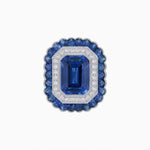 Load image into Gallery viewer, Art Deco Inspired Convertible Emerald Cut Double Halo Ring Pendant