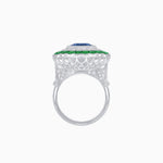 Load image into Gallery viewer, Art Deco Inspired Convertible Emerald Cut Double Halo Ring Pendant
