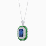 Load image into Gallery viewer, Art Deco Inspired Convertible Emerald Cut Double Halo Ring Pendant