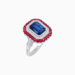 Load image into Gallery viewer, Art Deco Inspired Convertible Emerald Cut Double Halo Ring Pendant