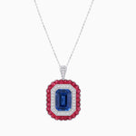 Load image into Gallery viewer, Art Deco Inspired Convertible Emerald Cut Double Halo Ring Pendant