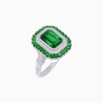 Load image into Gallery viewer, Art Deco Inspired Convertible Emerald Cut Double Halo Ring Pendant