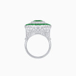 Load image into Gallery viewer, Art Deco Inspired Convertible Emerald Cut Double Halo Ring Pendant