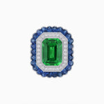 Load image into Gallery viewer, Art Deco Inspired Convertible Emerald Cut Double Halo Ring Pendant