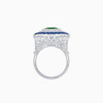 Load image into Gallery viewer, Art Deco Inspired Convertible Emerald Cut Double Halo Ring Pendant