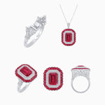 Load image into Gallery viewer, Art Deco Inspired Convertible Emerald Cut Double Halo Ring Pendant