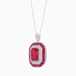 Load image into Gallery viewer, Art Deco Inspired Convertible Emerald Cut Double Halo Ring Pendant