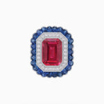 Load image into Gallery viewer, Art Deco Inspired Convertible Emerald Cut Double Halo Ring Pendant
