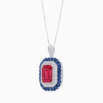 Load image into Gallery viewer, Art Deco Inspired Convertible Emerald Cut Double Halo Ring Pendant