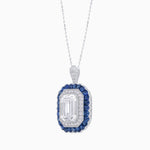 Load image into Gallery viewer, Art Deco Inspired Convertible Emerald Cut Double Halo Ring Pendant