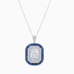 Load image into Gallery viewer, Art Deco Inspired Convertible Emerald Cut Double Halo Ring Pendant