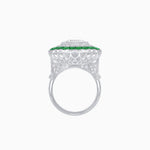 Load image into Gallery viewer, Art Deco Inspired Convertible Emerald Cut Double Halo Ring Pendant
