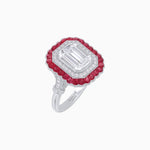 Load image into Gallery viewer, Art Deco Inspired Convertible Emerald Cut Double Halo Ring Pendant