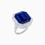 Load image into Gallery viewer, Art Deco Inspired Convertible Emerald Cut Halo Ring Pendant