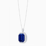 Load image into Gallery viewer, Art Deco Inspired Convertible Emerald Cut Halo Ring Pendant