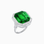 Load image into Gallery viewer, Art Deco Inspired Convertible Emerald Cut Halo Ring Pendant