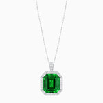 Load image into Gallery viewer, Art Deco Inspired Convertible Emerald Cut Halo Ring Pendant