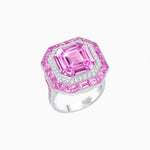 Load image into Gallery viewer, Art Deco Inspired Convertible Emerald Cut Double Halo Ring & Pendant