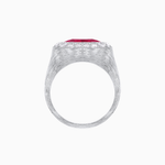 Load image into Gallery viewer, Vintage Inspired Heart Halo Ring with Textured Shank