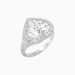 Load image into Gallery viewer, Vintage Inspired Heart Halo Ring with Textured Shank