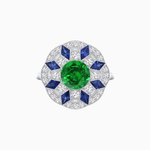 Load image into Gallery viewer, Art Deco Inspired Starburst Gemstone & Diamond Cocktail Ring