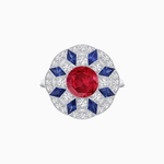 Load image into Gallery viewer, Art Deco Inspired Starburst Gemstone & Diamond Cocktail Ring