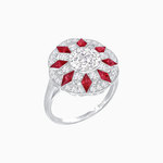 Load image into Gallery viewer, Art Deco Inspired Starburst Gemstone & Diamond Cocktail Ring