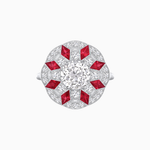 Load image into Gallery viewer, Art Deco Inspired Starburst Gemstone & Diamond Cocktail Ring