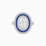Load image into Gallery viewer, Oval Blue Sapphire Triple Halo Ring