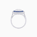 Load image into Gallery viewer, Oval Blue Sapphire Triple Halo Ring