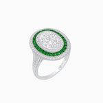 Load image into Gallery viewer, Oval Blue Sapphire Triple Halo Ring