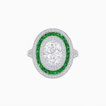 Load image into Gallery viewer, Oval Blue Sapphire Triple Halo Ring