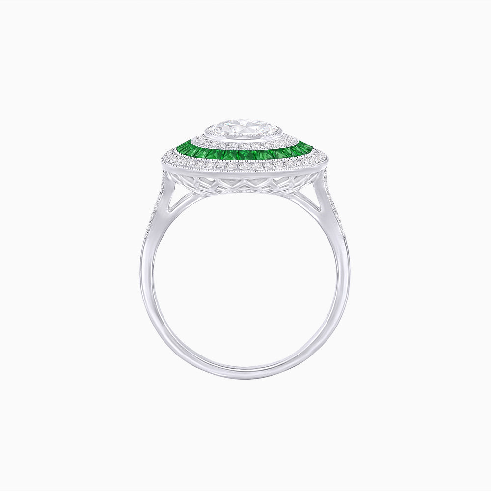 Oval Blue Sapphire Triple Halo Ring