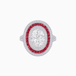 Load image into Gallery viewer, Oval Blue Sapphire Triple Halo Ring