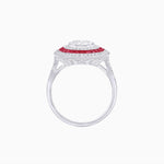 Load image into Gallery viewer, Oval Blue Sapphire Triple Halo Ring