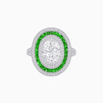 Load image into Gallery viewer, Oval Blue Sapphire Triple Halo Ring