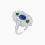 Load image into Gallery viewer, Vintage Inspired Oval Three-Stone Floral Filigree Statement Ring