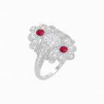 Load image into Gallery viewer, Vintage Inspired Oval Three-Stone Floral Filigree Statement Ring