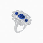 Load image into Gallery viewer, Vintage Inspired Oval Three-Stone Floral Filigree Statement Ring