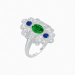 Load image into Gallery viewer, Vintage Inspired Oval Three-Stone Floral Filigree Statement Ring