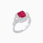 Load image into Gallery viewer, Art Deco Inspired Emerald Cut Halo Ring with Baguette Diamonds