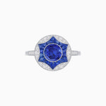 Load image into Gallery viewer, Art Deco Inspired Round Starburst with French-Cut Gemstone Ring